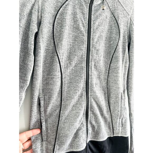 Lululemon | Nice Asana Jacket | Herringbone Black Gray | Sz 6 - Picture 5 of 11